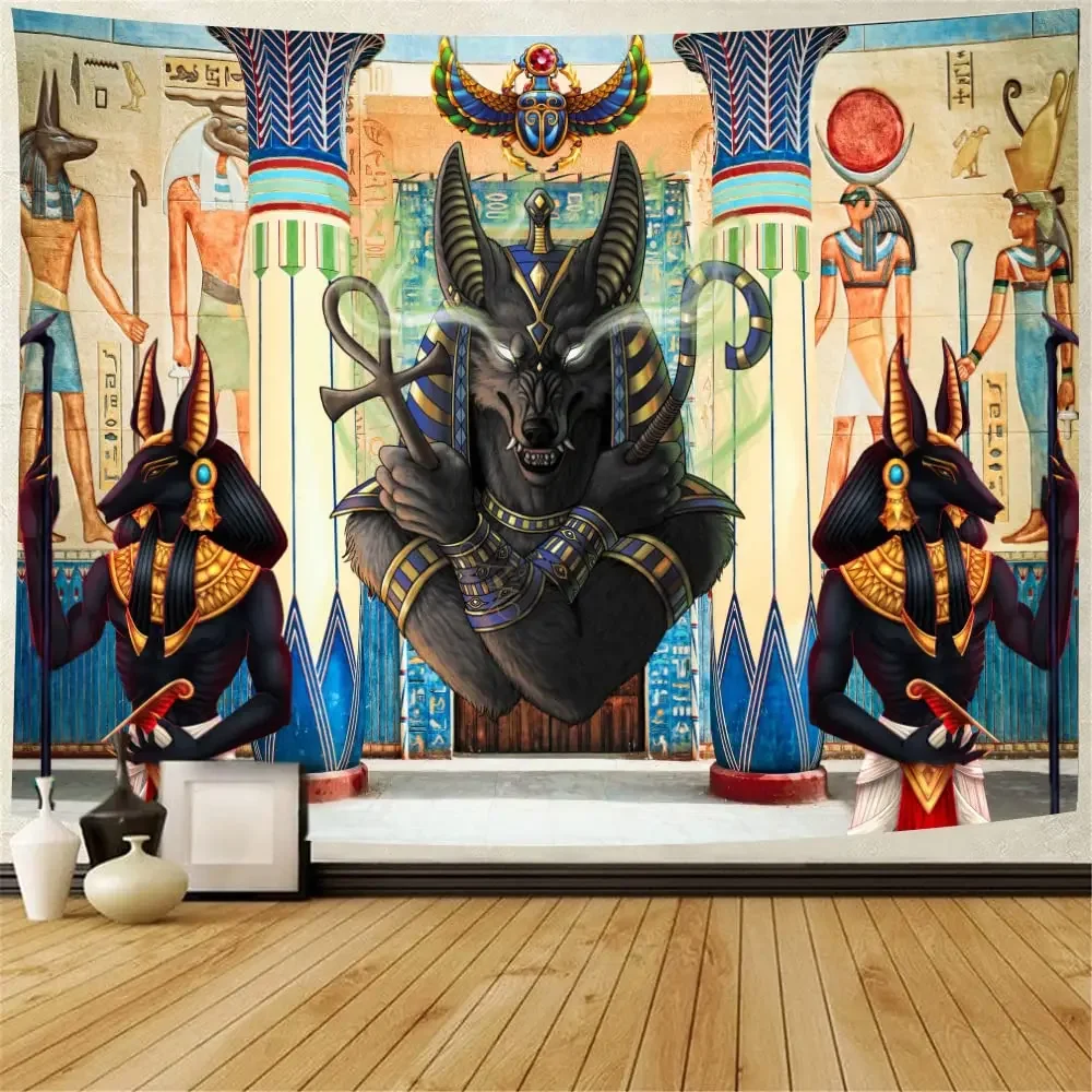 

Viking Wolf Tapestry Nordic Style Ancient Egyptian Character Tapestry Wall Hanging Living Room Bedroom Dorm Home Decoration