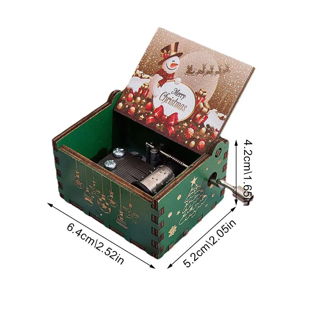 Merry Christmas Music Box Anime Theme Wooden Hand Cranked Musical Box Children New Year Birthday Gift