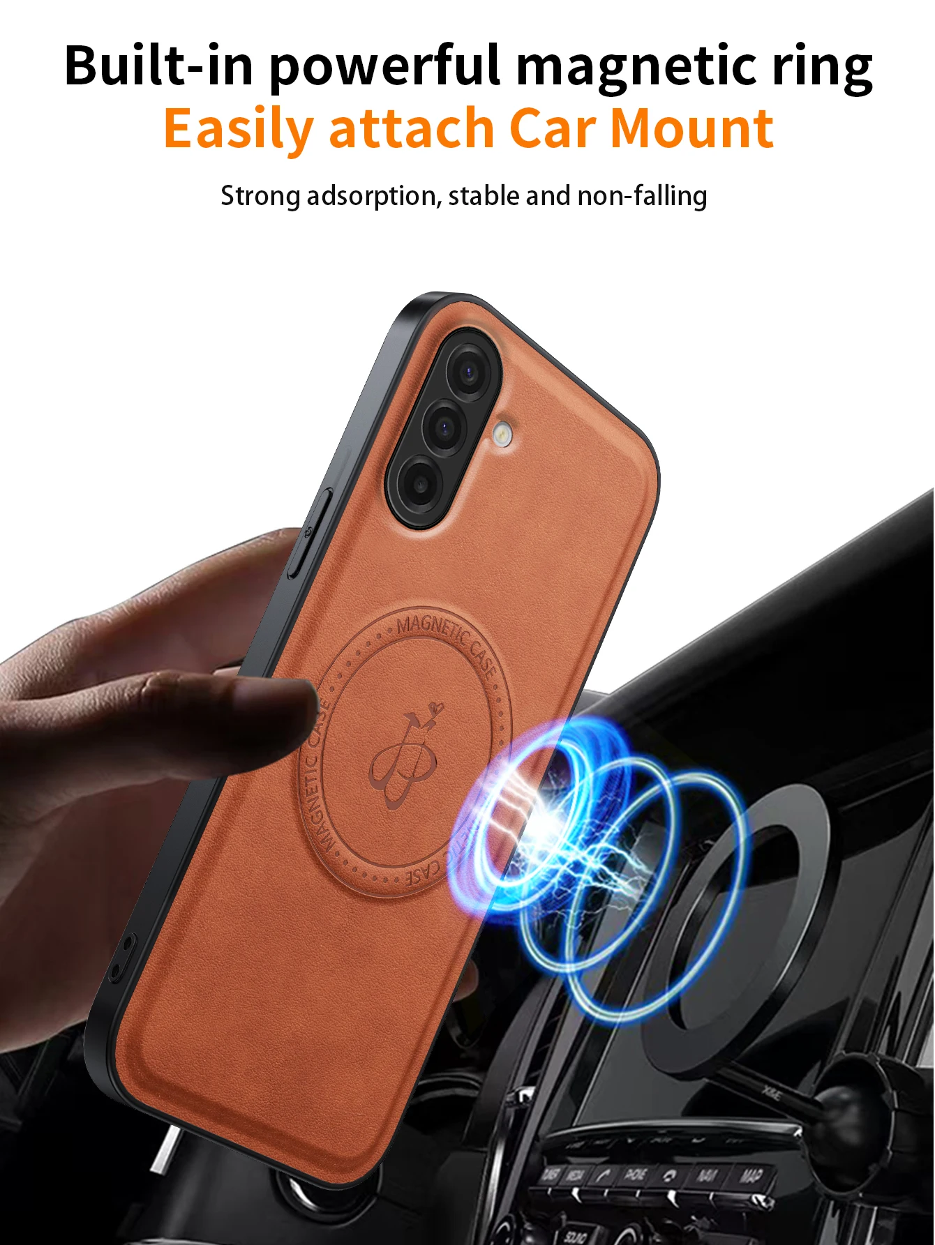 Leather Stand Case with Magnetic Holder and Camera Protection
