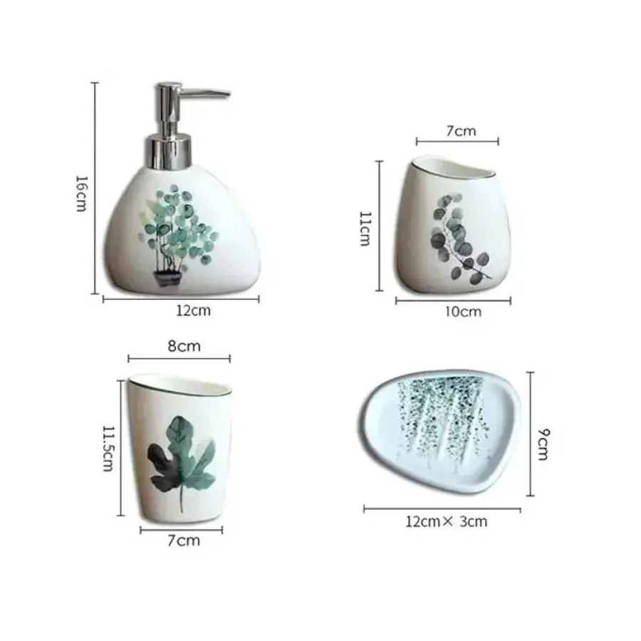 White Ceramic Bathroom Set Image 3