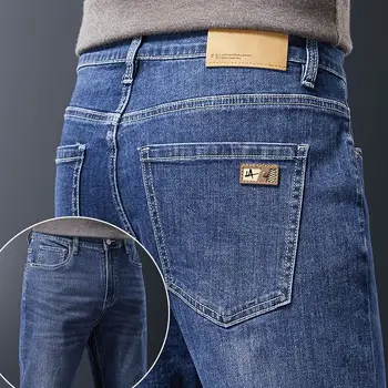 2025 Autumn Winter New Men's Denim Pants Classic  Thick Section Korean Fashion Slim Business Casual Jeans Male Brand Trousers
