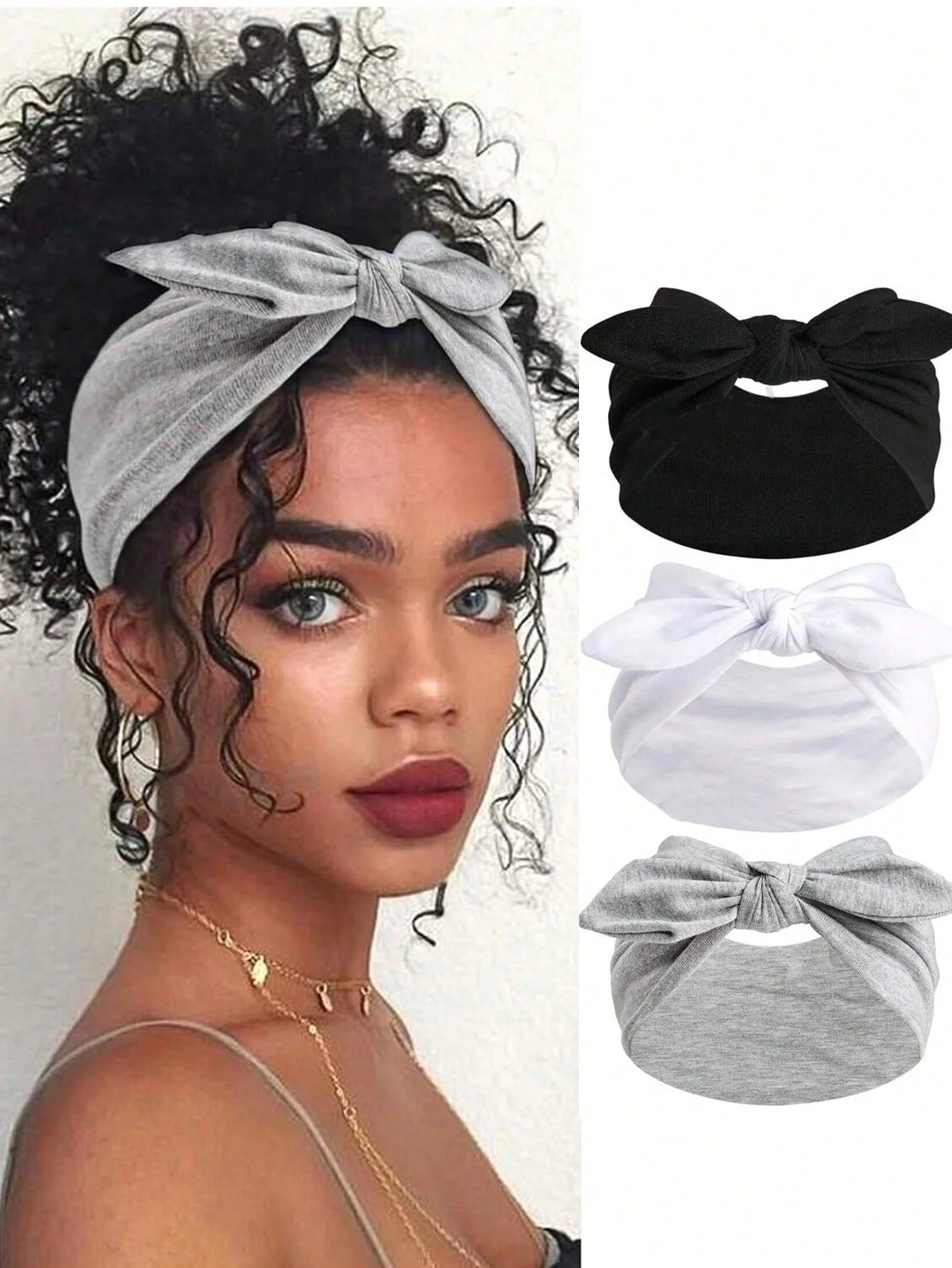 1/3 Stück Damen-Stirnband mit Schleife, Hasenohren, böhmischer Stil, breites Stirnband, ultrabreites, elastisches, afrikanisches, breites Haar, gewickeltes Stirnband