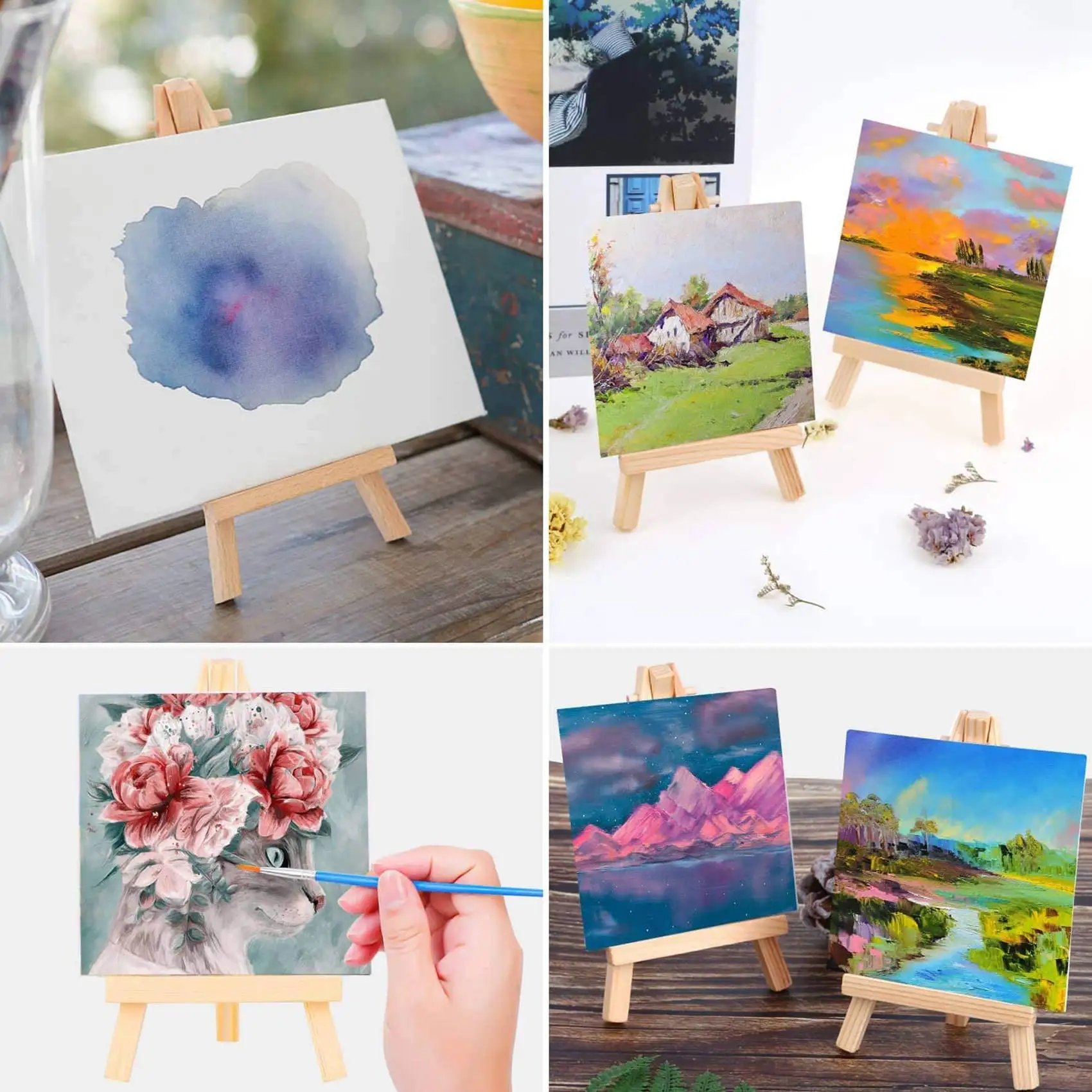 이젤, 그림 캔버스 패널이있는 40Pcs 미니 캔버스 드로잉 보드, 미술 그림 파티 용품에 적합