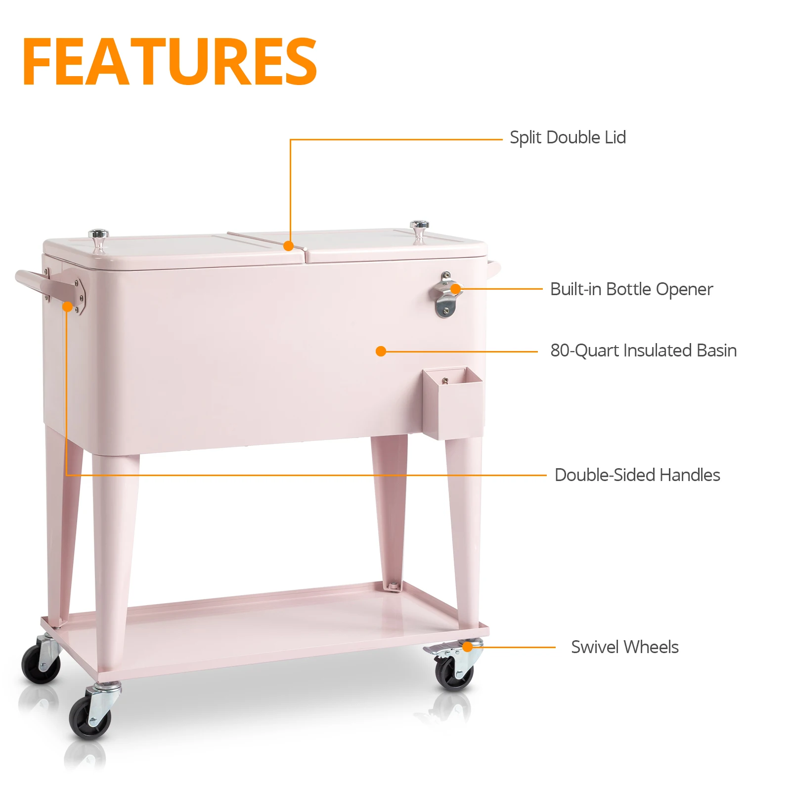 80Qt Pink Box Black Square Foot Tube With Drain Pipe Freezer Incubator