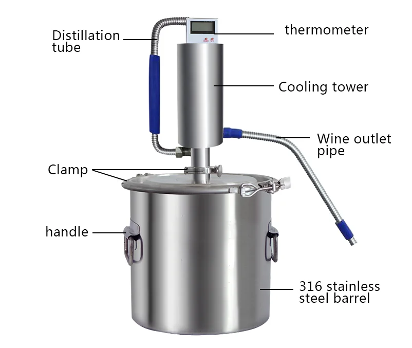 Description Picture 6 of item20L 316 Stainless Steel Alcohol Distiller Vodka Making Machine