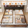 King Size Bed Frame with 4 Storage Drawers Kings Beds Frames and Headboard Upholstered Charging Station, King Bed Frame 3