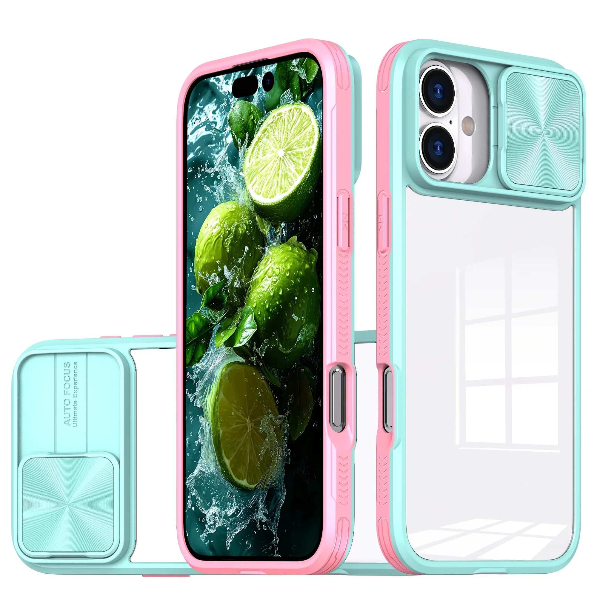 Heavy Duty Armor Slide Camera Protection Phone Case with Acrylic Transparent HD Back Cover