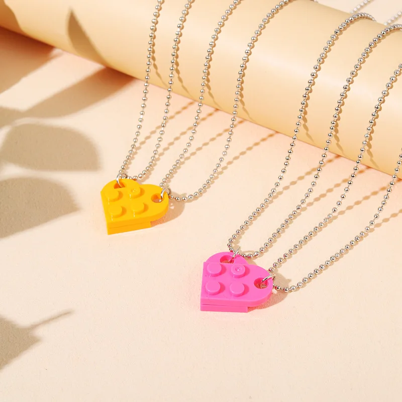 2 pezzi Lego Puzzle Block amore coppia collana ciondolo amicizia amico  amante regalo di san valentino bella moda gioielli creativi - AliExpress