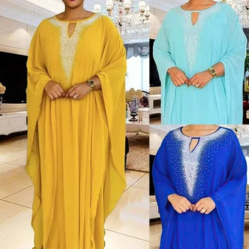 2024 African Wedding Party Dresses for Women Autumn Fashion 3/4 Sleeve Plus Size Long Maxi Gowns Dashiki African Clothing 1
