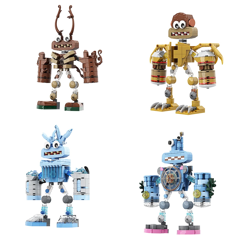 Moc Monster Pets Game My Singings Ice Monster Brickheadzs Building Blocks Kit Sea/ Flying /Wood Monster Member Bricks Giocattoli Per Bambini