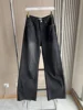 TRF Wide-leg high-waisted jeans ETJ women's classic everything with five pockets washed soft comfortable ultra-long jeans6045022 4
