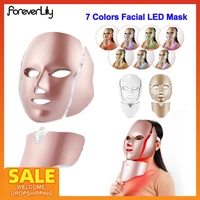 7 colori LED Light Therapy maschera per il viso con collo ringiovanimento della pelle fototerapia maschera di bellezza Anti Acne pelle stringere illuminare la macchina