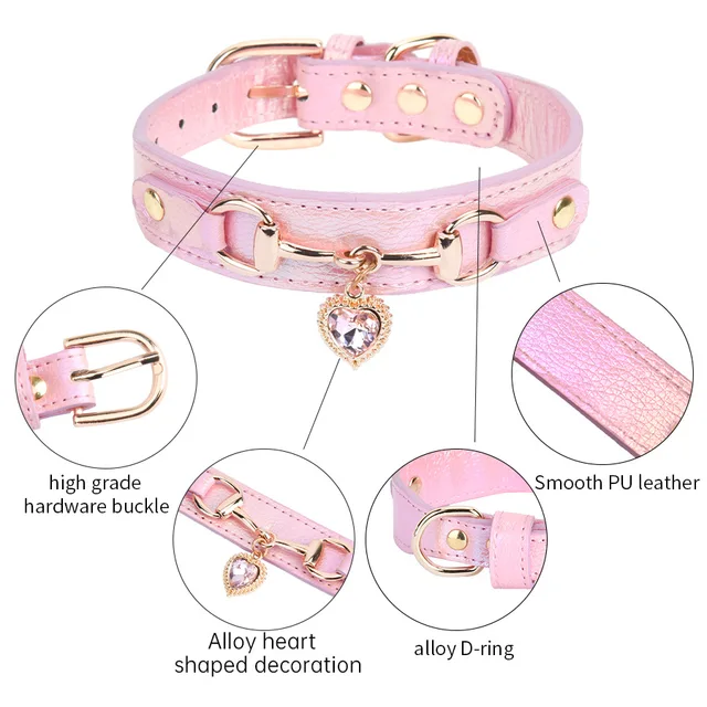 Shiny Rhinestone Pet Collar Love Jewelry Dog Collar Comfortable Leather Dog Adjustable Collar 3