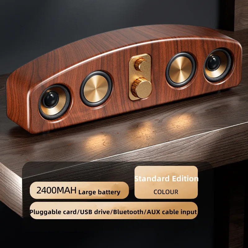 

Деревянная высокомощная Беспроводная Bluetooth-колонка, винтажная портативная мини-аудиокарта, радио, беспроводной компьютер, интеллектуальный Caixa De Som