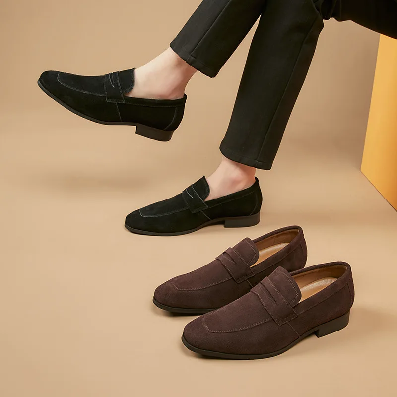 

Spring Summer Formal Business Shoes For Men Fashion Mens Loafers Suede Leather Slip-on Casual Mens Shoes Zapatillas De Hombre