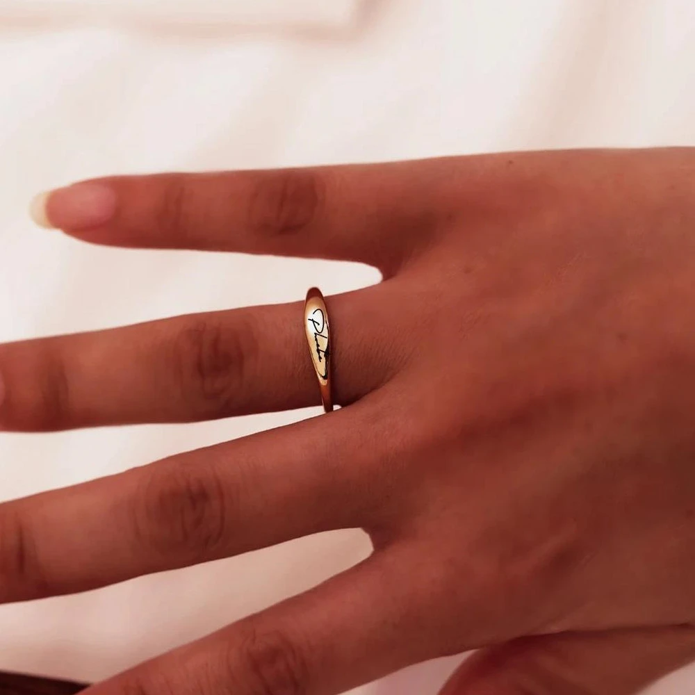 Anillos personalizados grabados con nombre, anillos placa de nombre, anillo acero inoxidable para mujeres, regalos de joyería| | - AliExpress