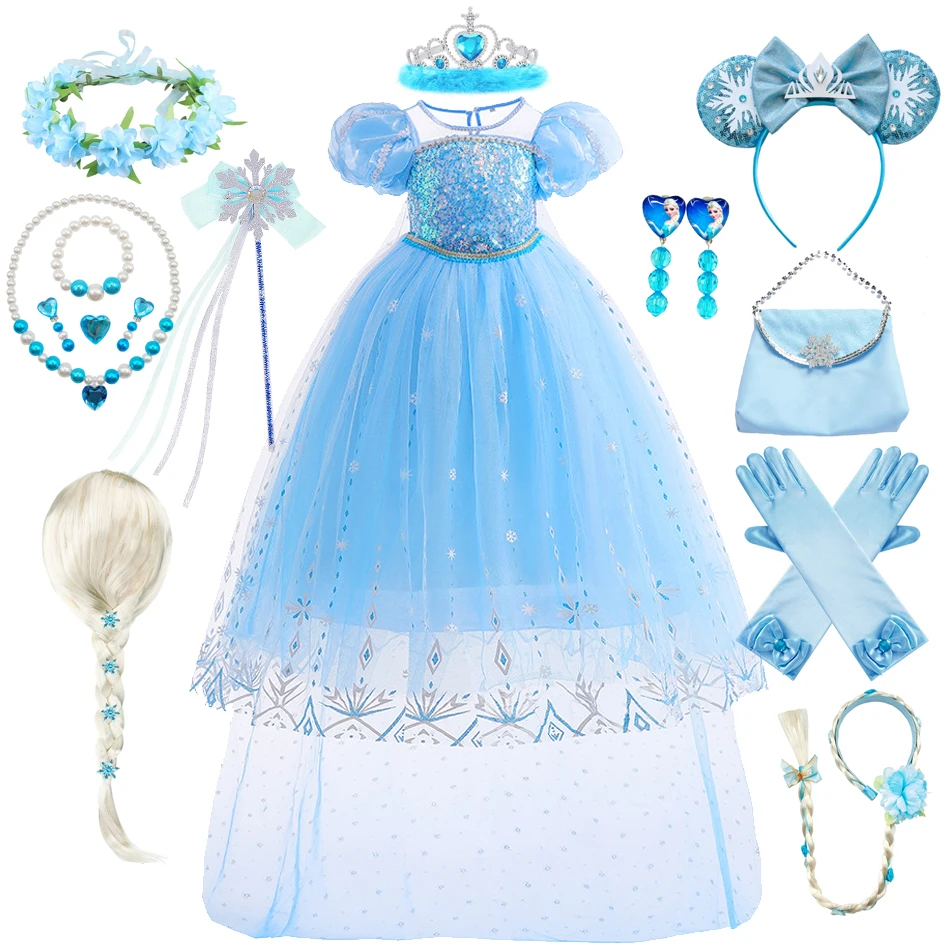 Robe Princesse Reine des Neiges Elsa Bleue