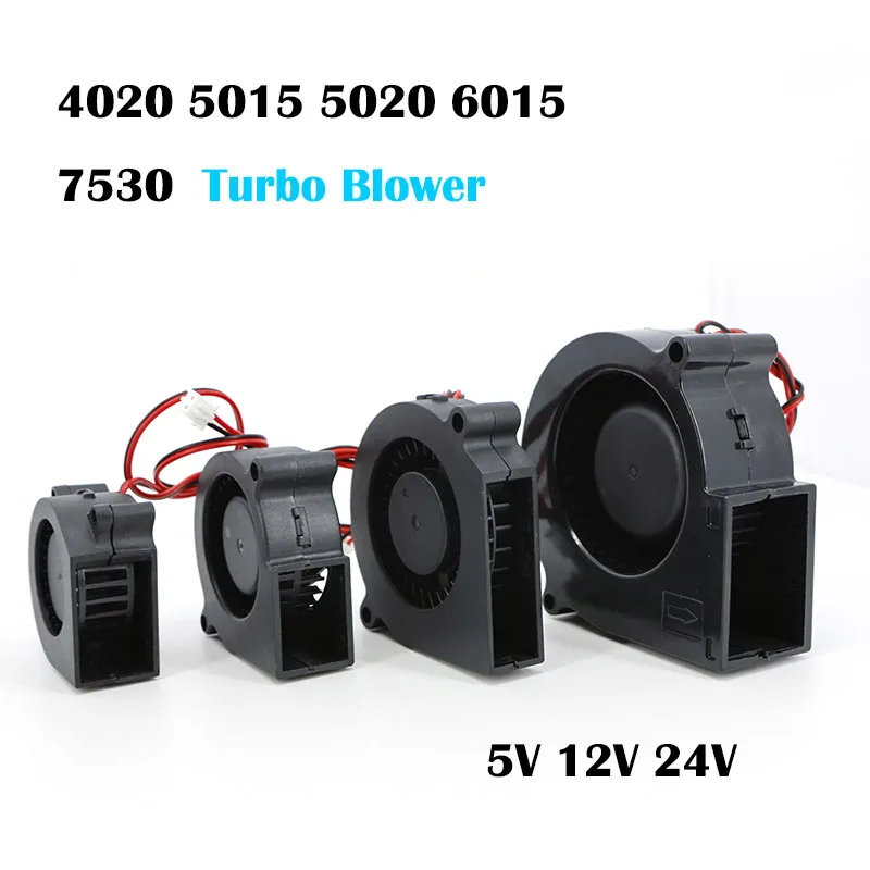 2Pin 4/5/6/7cm DC 5V 12V 24V 4020 5015 5020 6015 7530 Blower Turbo Cooling Fan Brushless for 3D Printer Cooler J17