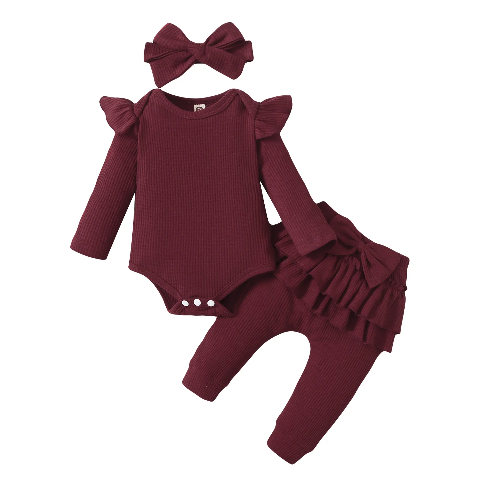 baby clothing set red	 3Pcs Newborn Baby Girl Clothes Toddler Girl Outfit New Born Black Top + Striped Pink Print Pants Drop Shipping Wholesale Baby Clothing Set cheap Baby Clothing Set