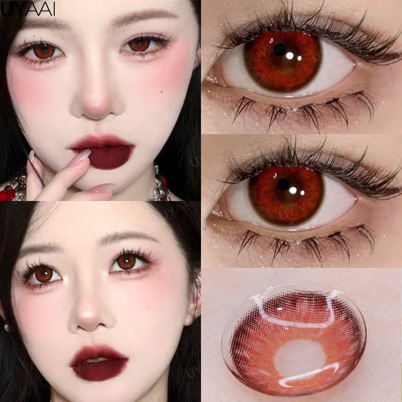 UYAAI Colored Contact Lens Colored Black Lenses with Diopters Red Lenses Korean Blue Lense Pink Anime Lense Green Color Lens Eye