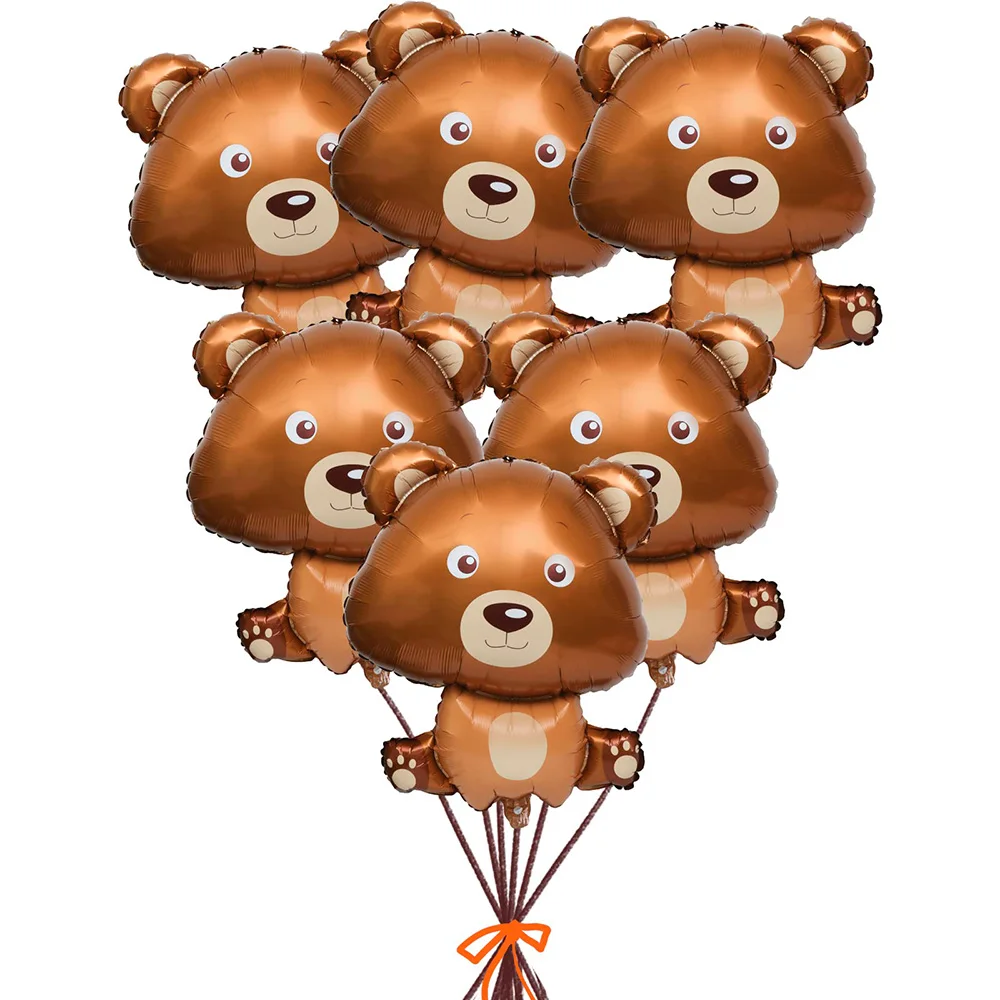 

6Pcs/Set Jungle Animal Birthday Party Foil Brown Bear Balloons Animal Theme Baby Shower Decorations Supplies Kids Holiday Gift