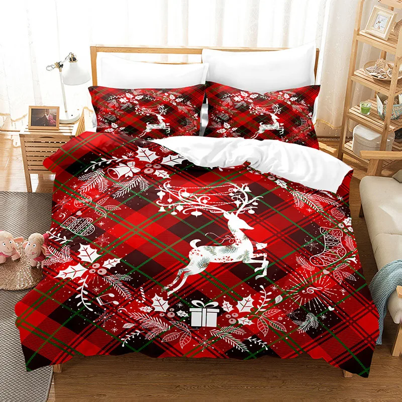 Set Copripiumino Natale In Cotone Con Cervi E Alci – Matrimoniale 200x200 Cm