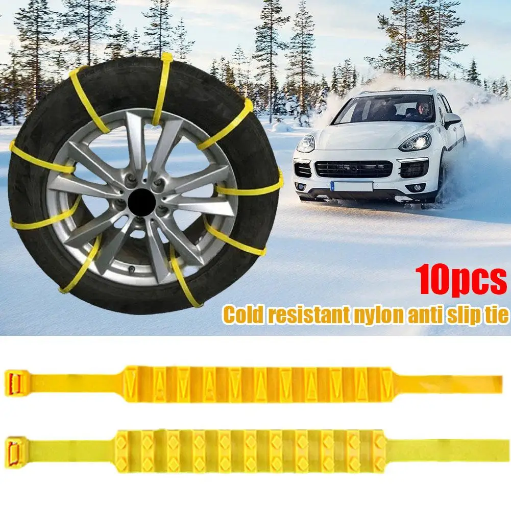 

10 Pcs Emergency Anti Skid Car Tire Chains Mud Survival Security Multi Function Snow Universal Cable Belts Traction Tyres