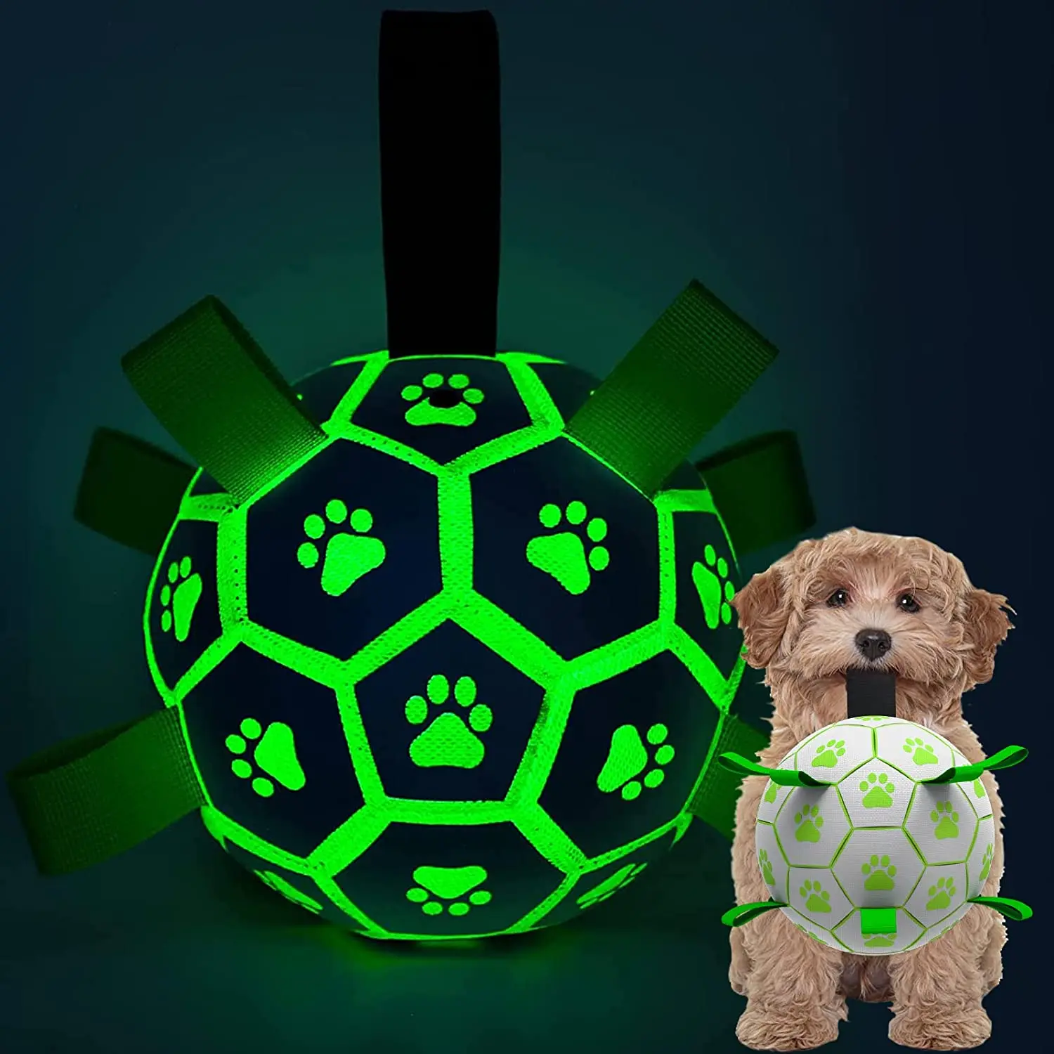 

Glow in The Dark Dog Toys Soccer Ball Interactive Dog Toys Birthday Gifts Dog Tug Water Toy Indoor Outdoor Light Up Dog Balls