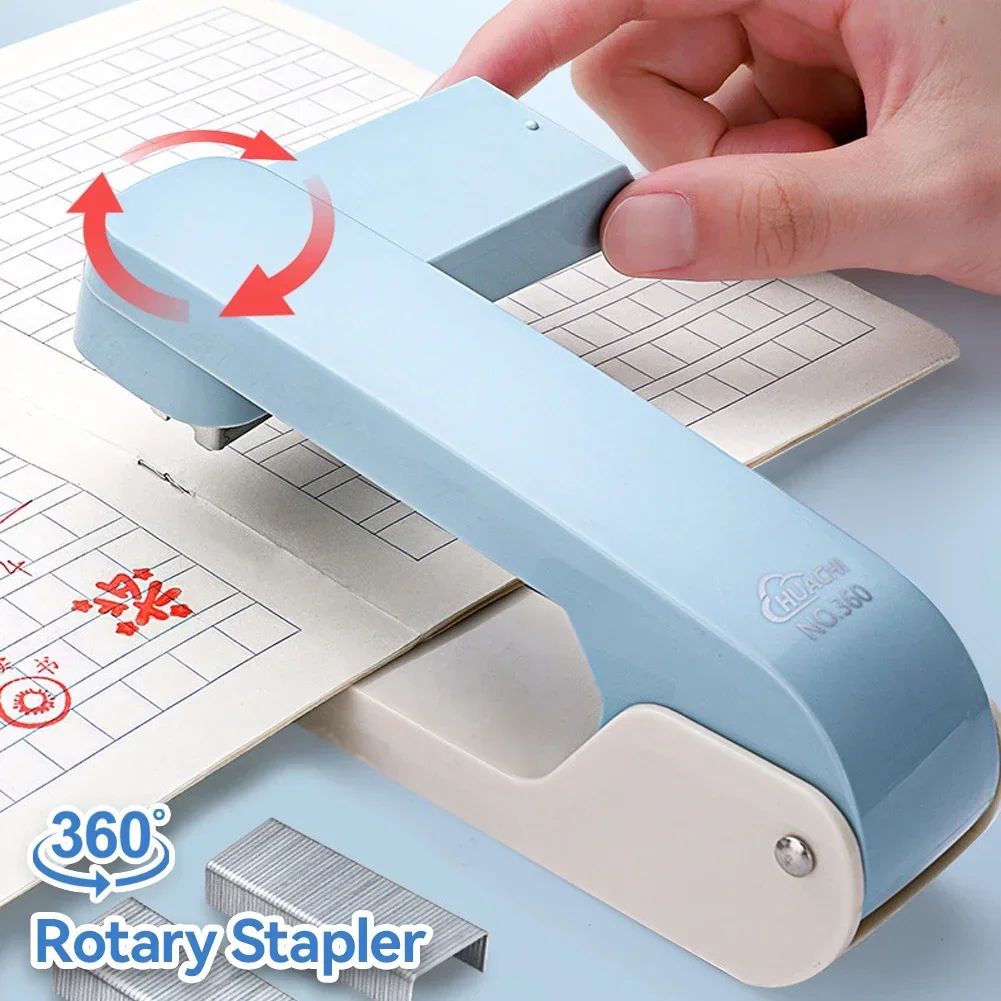 360 Degree Rotatable Stapler for Students Large Stapling Machine Strong Clutch Large Capacity Staple Extractor Home Office Use
