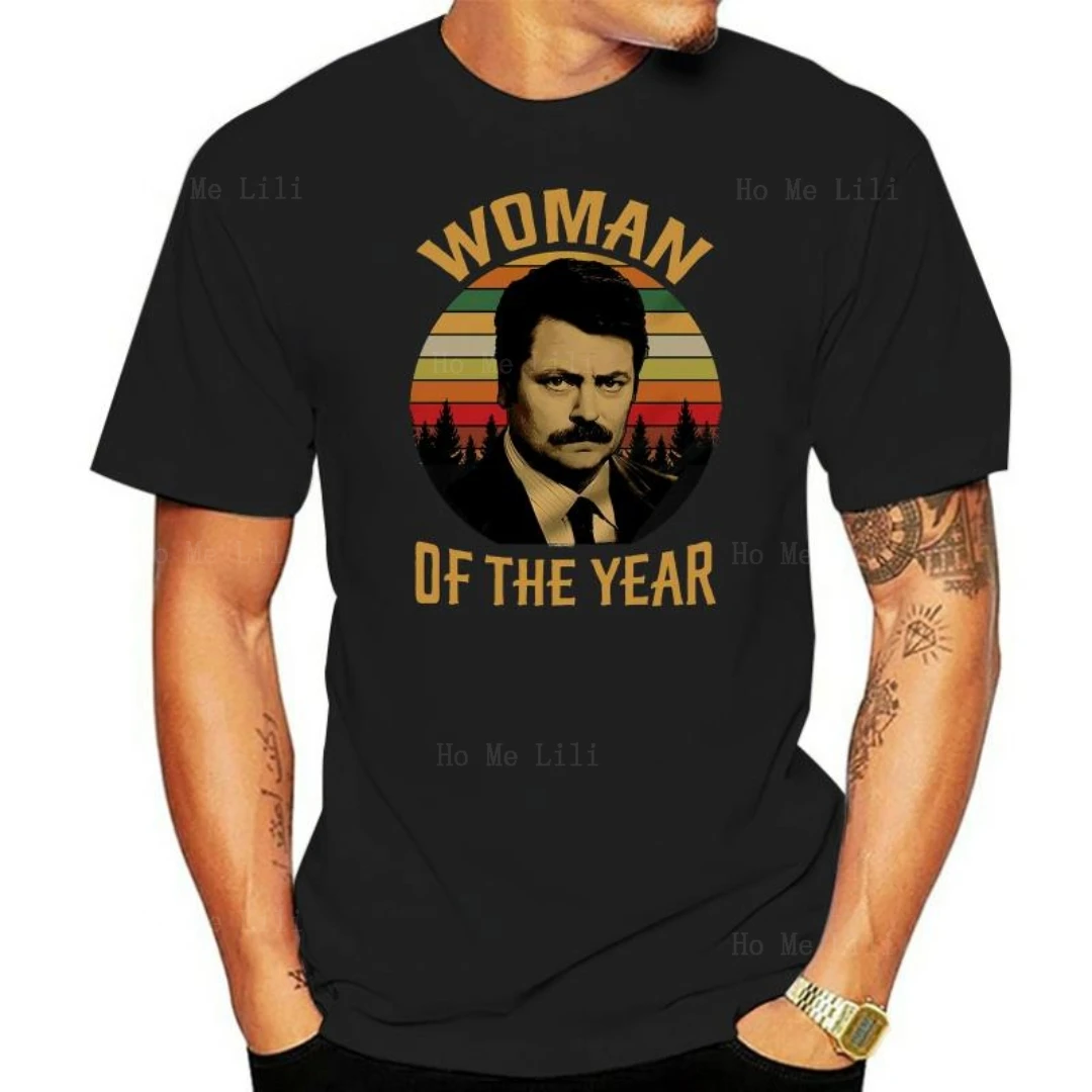 Maglietta Oversize Da Uomo Ron Swanson Donna Dell'Anno Parchi E Ricreazione Vintage Retro