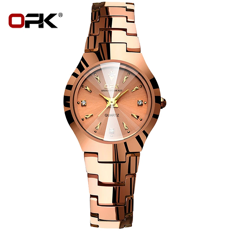 

OPK Women's Wrist watch Rhombus Mirror Diamond Calendar Stainless steel Waterproof Wristwatch Elegant Ladies' Watch Reloj Mujer