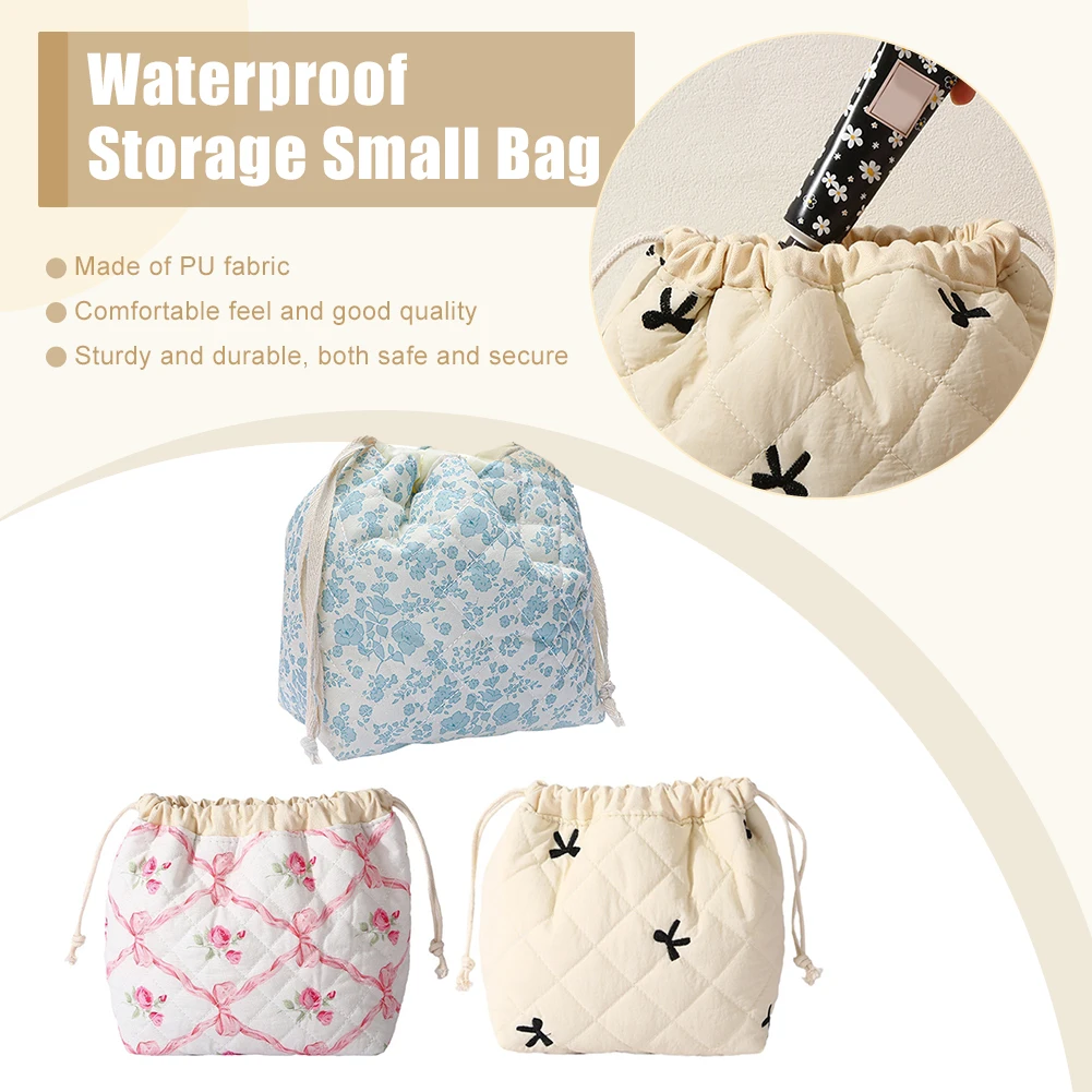 Cotton Floral Makeup Bag for Women Travel Cosmetic Storage