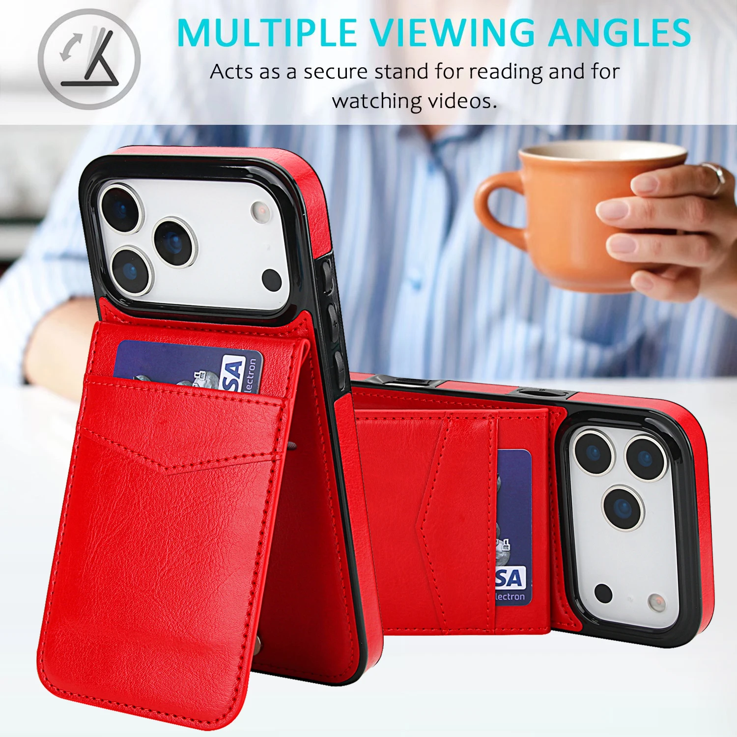 Elegant Leather Flip Wallet Case with Card Holder - Premium Business Cover