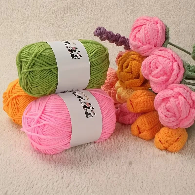 Knitting Yarn 150g 5-strand Milk Handmade Medium Thick DIY Woven Doll Sweater Flower Hat Scarf Yarn Ball