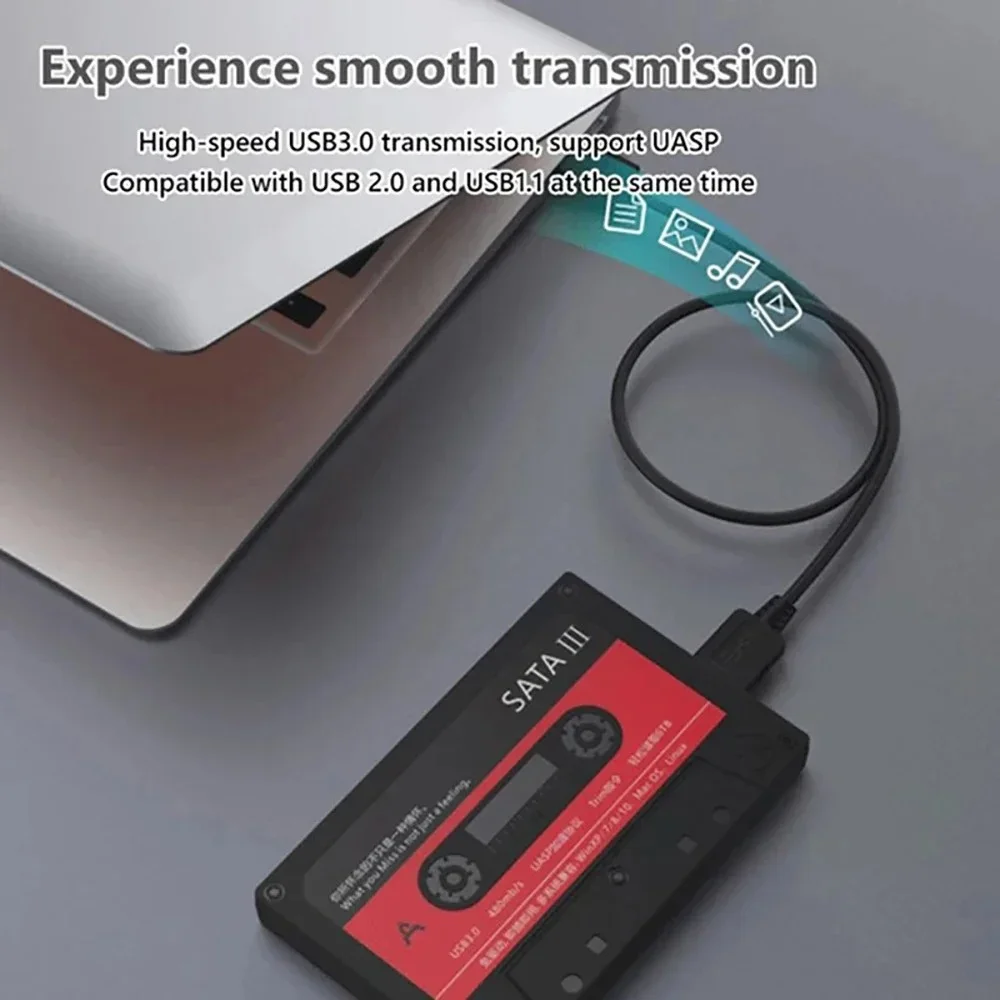2.5'' HDD Enclosure SATA to USB 3.0 External Hard Drive Case 5Gbps Tape Design HDD Case With DIY Sticker for PC Laptop Notebook