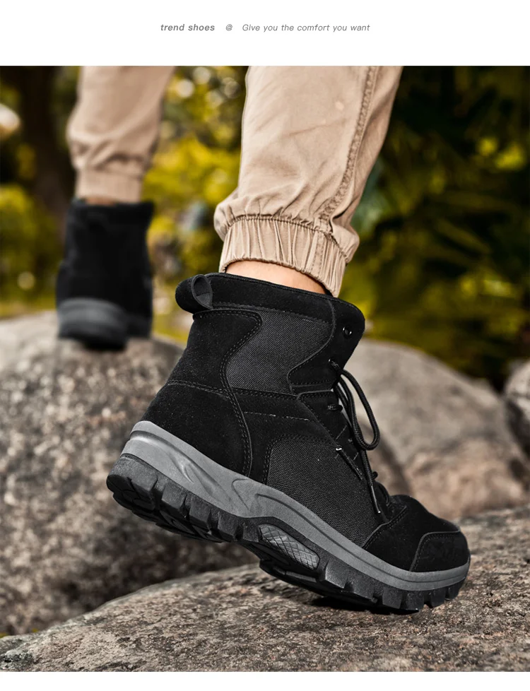 Large Size 47 Men's Hiking Boots High-end Mountain Boots Outdoor Trekking Tourism Shoe Wear-resistant Men Walking Hunting Tactic