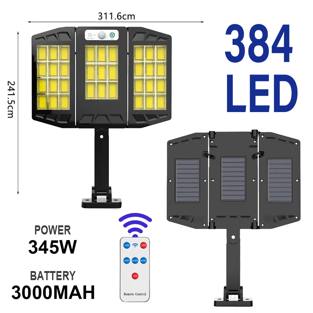 solar garden lanterns 246/895/695 COB Solar Street Lights Outdoor 3 Head Motion Sensor 270 Angle Wide Lighting Waterproof Remote Control Wall Lamp outdoor fence lights Solar Lamps