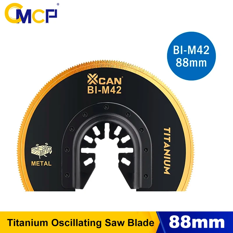 CMCP 1/2/5/10 Stück Titan-Oszillierungssägeblätter, 88 mm, Bimetall-Multitool-Halbkreissägeblätter für Metallnägel, Holz, Kunststoff