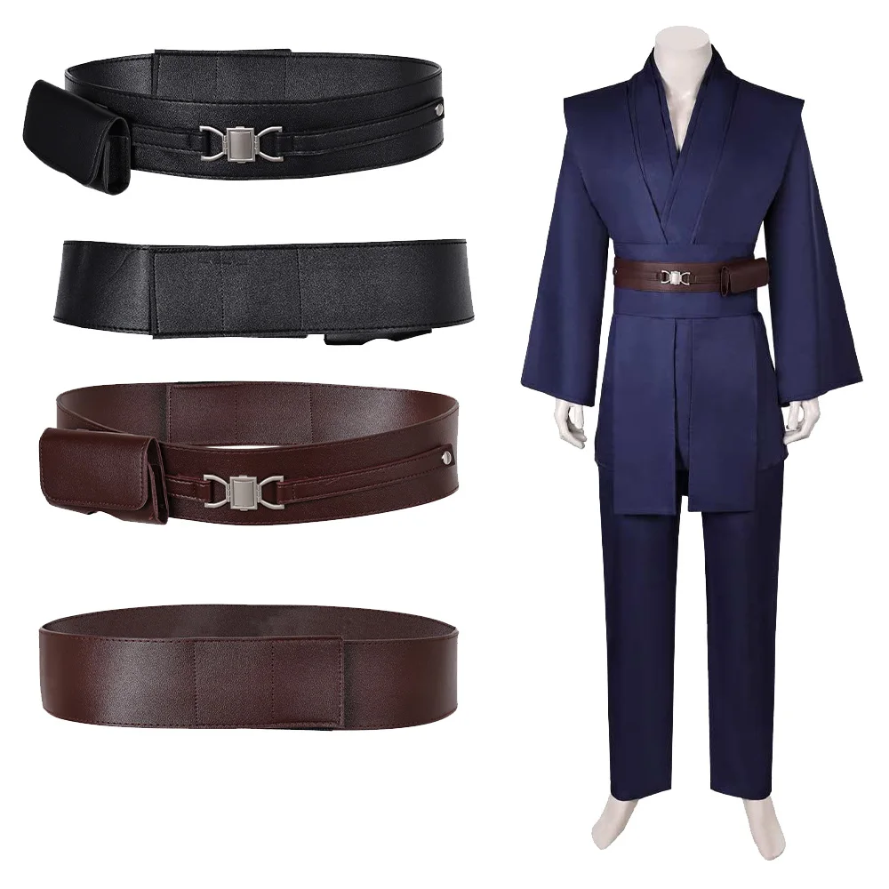 

Костюм для косплея Энакина для взрослых мужчин, черный коричневый пояс, мешок для мусора, костюм рыцаря джедая, костюм в стиле фильма, космоса, боевого воина