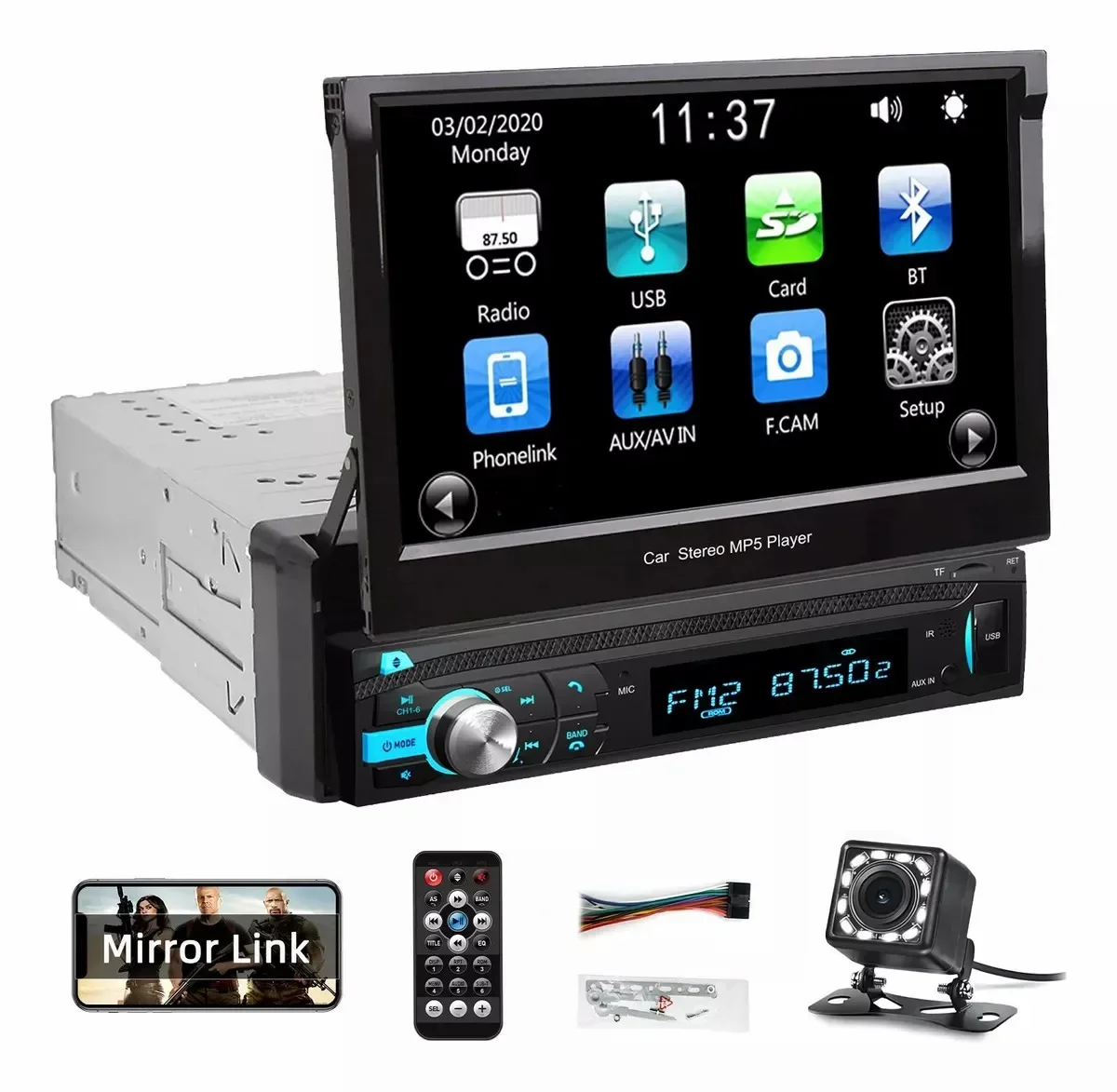 Car-Radio-with-Bluetooth-1-Din-4-2-Channel-Audio-Output-MirrorLink-7 ...