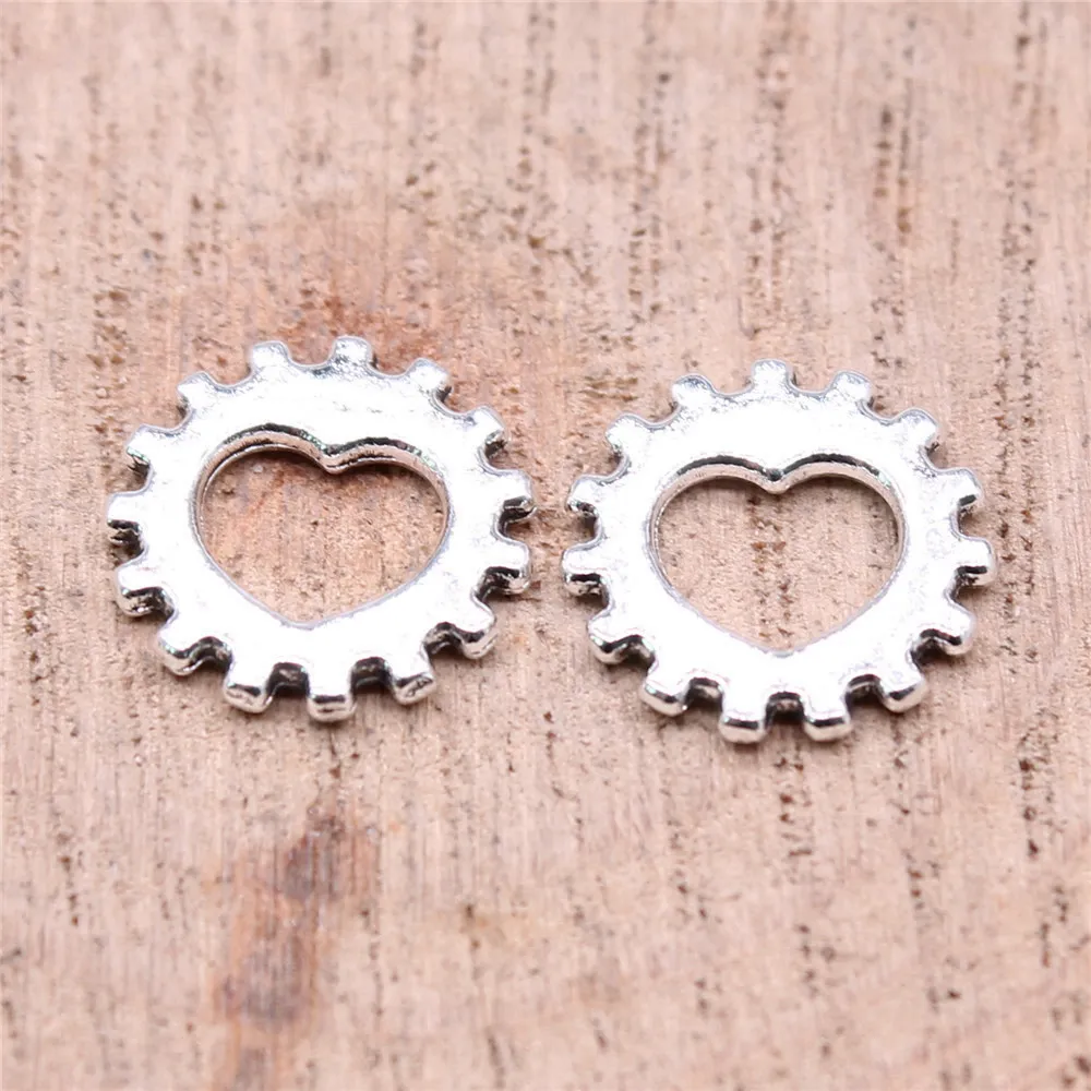 

Decoration Gear Heart Charms Supplies For Jewelry 12x12mm 40pcs