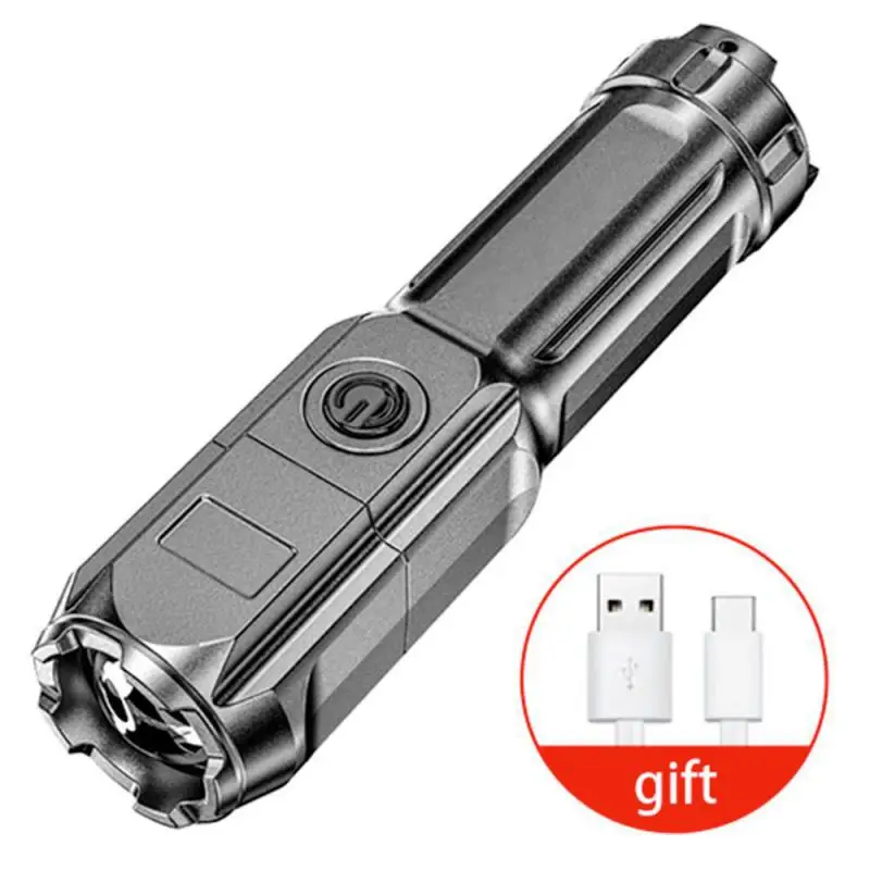 

Powerful LED Flashlight Rechargeable USB Light Portable Zoomable Camping Light 3 Lighting Modes Waterproof Fishing Hunting Light