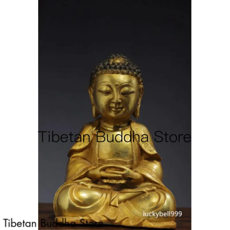 

8.3" Antique Tibetan Buddhism temple Bronze 24k gilt Shakyamuni Buddha statue
