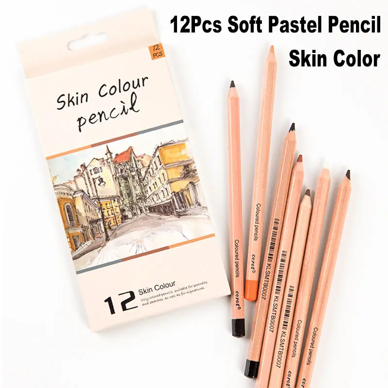 12pcs Professional Soft Pastel Pencils Wood Skin Tint Pastel Colored Pencil  - Wooden Colored Pencils - AliExpress