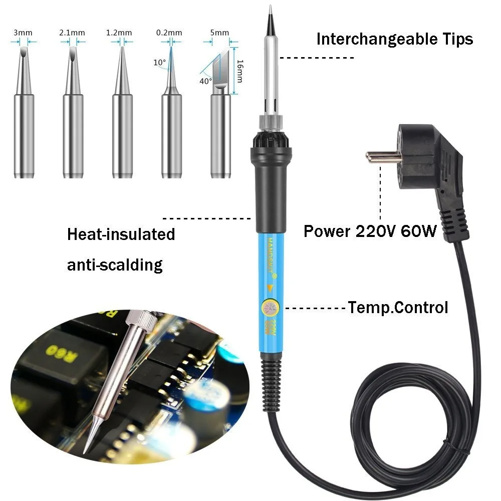 110V/220V 60W/80W/90WHiclass Glue Handle Electric Soldering Iron Multimeter Soldering Iron Multimeter Tool Kit Set Made in China electric welding