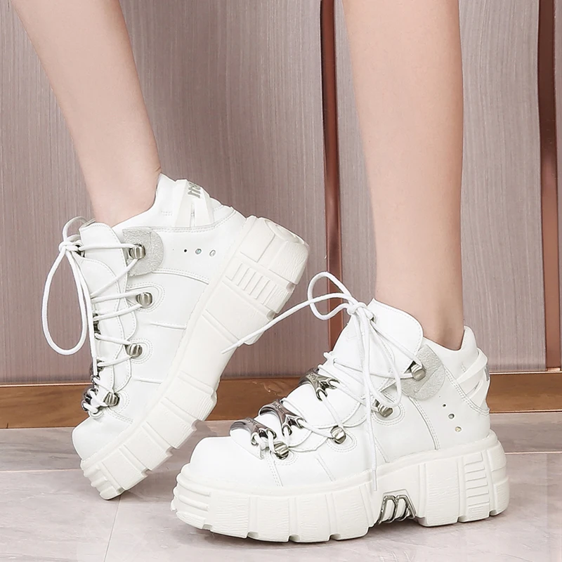 Sneakers Women's Trendy Cool Height Increasing Leisure Grade Gothic Punk Platform High-Top Daddy Shoes