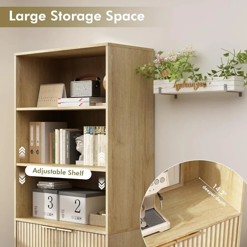 Modern Farmhouse Book Shelf with Storage Cabinet and Adjustable Shelves for Bedroom Home Office Living Room 3