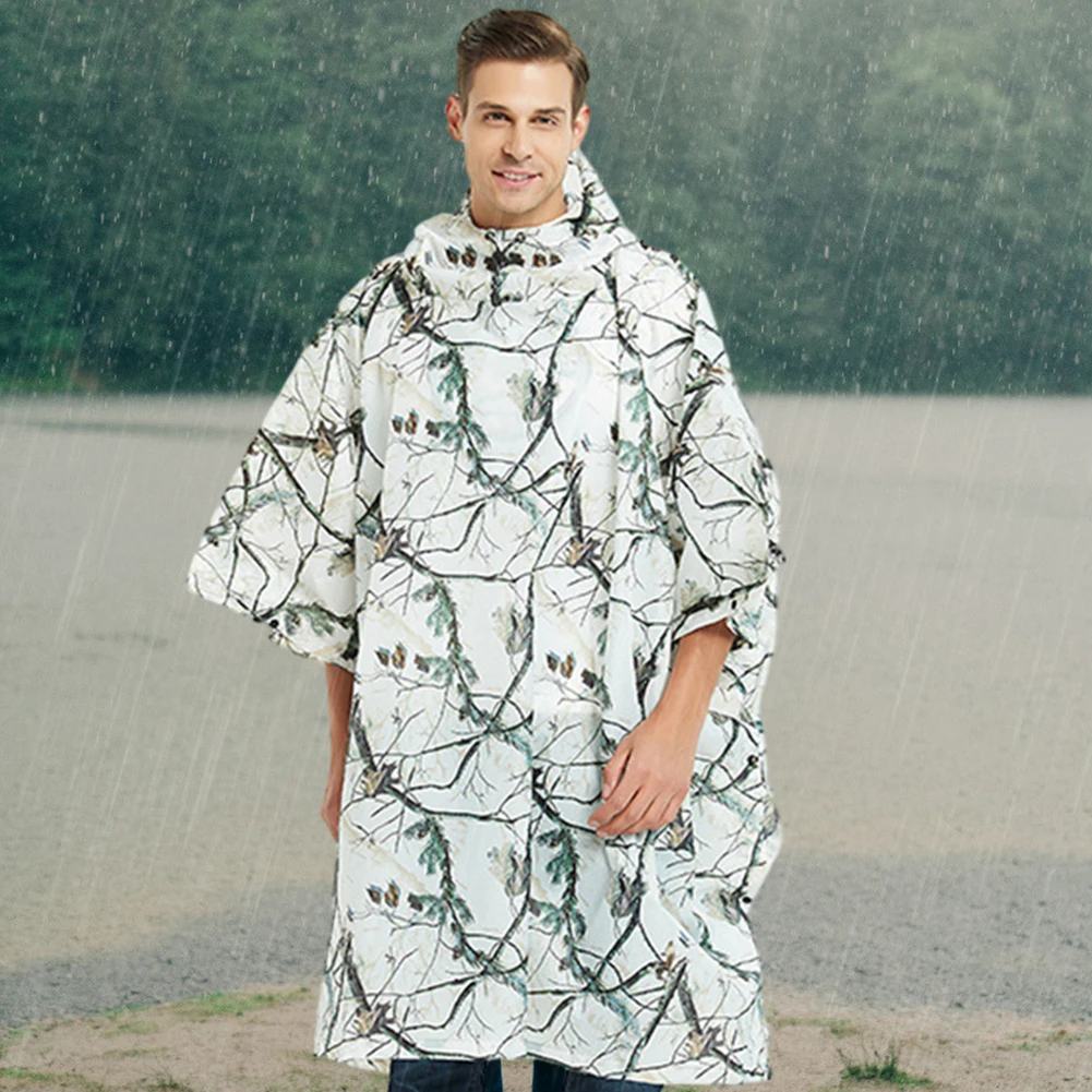 

Camo Poncho Multifunctional Outdoor Hooded Rainwear Waterproof Travel Rain Gears for Camping Hiking Birdwatching Raincoat