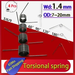 Enhanced Torsion Hairpin Spring - V - Spring Design with Multiple Angles and Laps, 1.4mm Wire Diameter - 1.4mm(120 degrees)