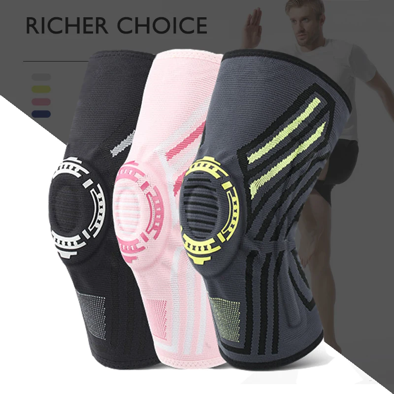

1 Pair Sports Knee Pads Patella Spring Support Silicone Men Women Basketball Cycling Volleyball Dance Running Crossfit Kneepads
